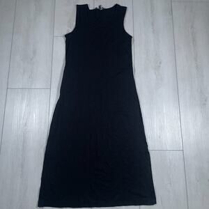 Toad & Co Knee Dress Womens Size Small Black Cotton Blend Sleeveless Pocket